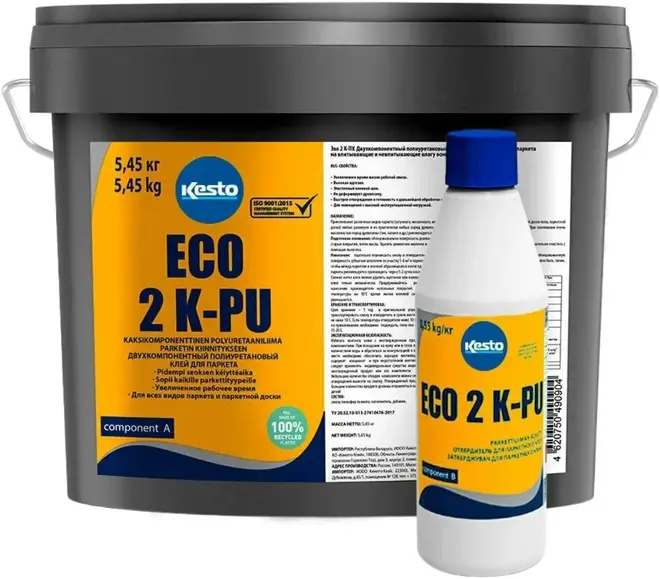 Kesto Kiilto Pro Eco 2 К-PU 2-комп полиуретановый клей для паркета (6 кг (5.45 кг + 550 мл)