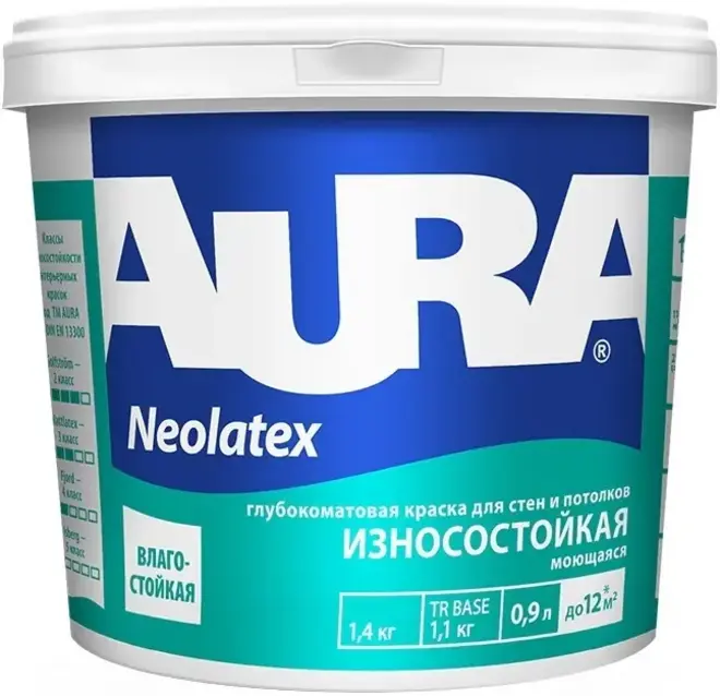 Aura Interior Neolatex интерьерная краска для стен и потолков (900 мл) бесцветная