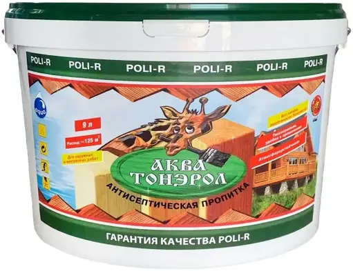Поли-Р Аква Тонэрол антисептическая пропитка для дерева акриловая (9 л) лиственница