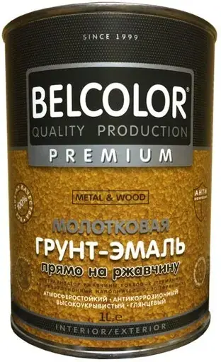 Belcolor Premium АУ-1356 Premium Metal & Wood грунт-эмаль по ржавчине молотковая (800 г) золото