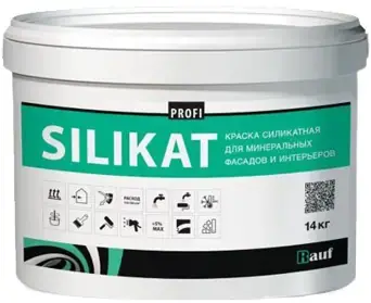Rauf Profi Silikat краска силикатная для минеральных фасадов и интерьеров (14 кг) супербелая