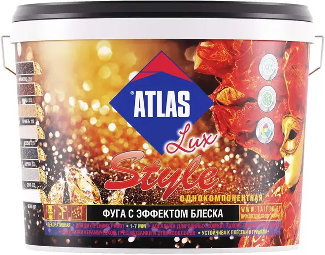 Атлас Lux Style однокомпонентная фуга с эффектом блеска (2 кг) №237 черная