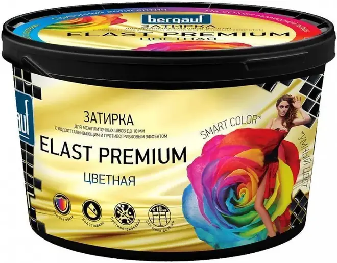 Bergauf Elast Premium затирка для межплиточных швов до 10 мм (2 кг) мята