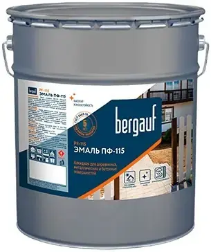 Bergauf ПФ-115 эмаль для деревянных металлических и бетонных поверхностей (25 кг) белая
