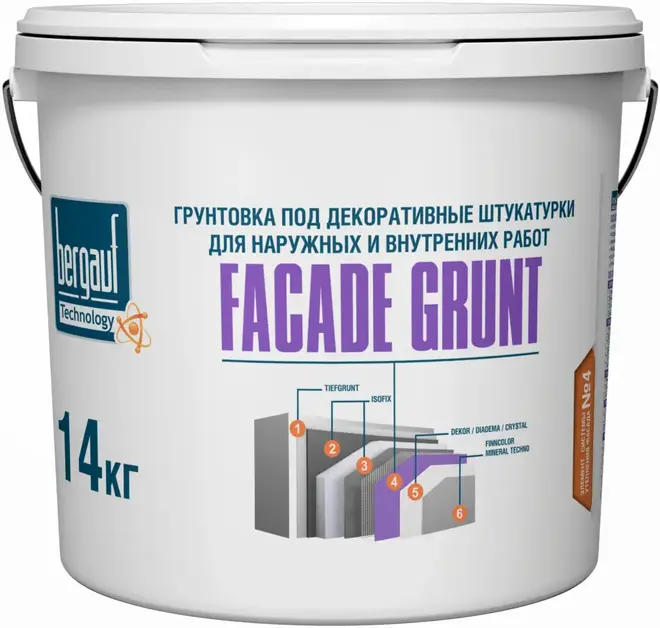 Bergauf Facade Grunt грунтовка под декоративные штукатурки (14 кг) белая