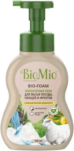 Biomio Bio-Foam c Эфирным Маслом Лемонграсса экологичная пена для мытья посуды, овощей и фруктов (350 мл)