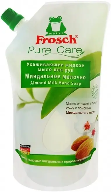 Frosch Pure Care Миндальное Молочко мыло жидкое для рук ухаживающее (сменный блок 500 мл)