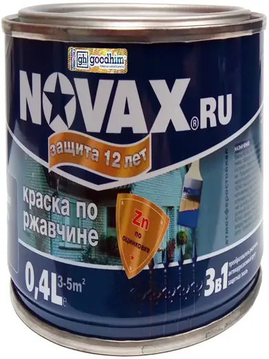 Goodhim Novax грунт-эмаль по ржавчине 3 в 1 с молотковым эффектом (400 г) бронзовая