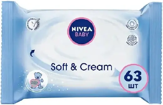Нивея Baby Soft & Cream салфетки влажные очищающие (63 салфетки в пачке)