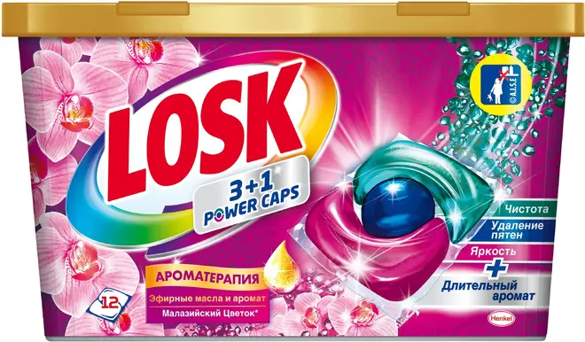 Losk Ароматерапия Малазийский Цветок капсулы для стирки (12 капсул)