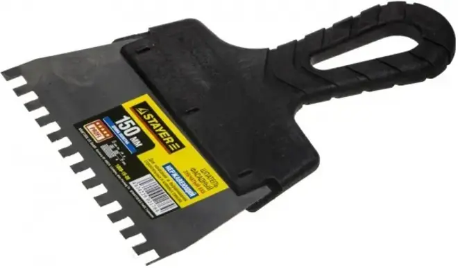 Stayer Profi шпатель зубчатый с пластмассовой ручкой (150 мм) зубцы 4 * 4 мм