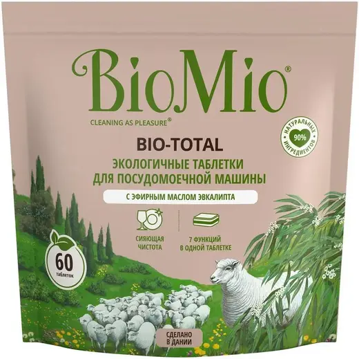 Biomio Bio-Total с Эфирным Маслом Эвкалипта экологичные таблетки для посудомоечной машины (60 таблеток)