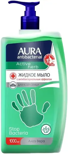 Aura Antibacterial Stop Bacteria Алоэ Вера мыло жидкое с антибактериальным эффектом (1 л)