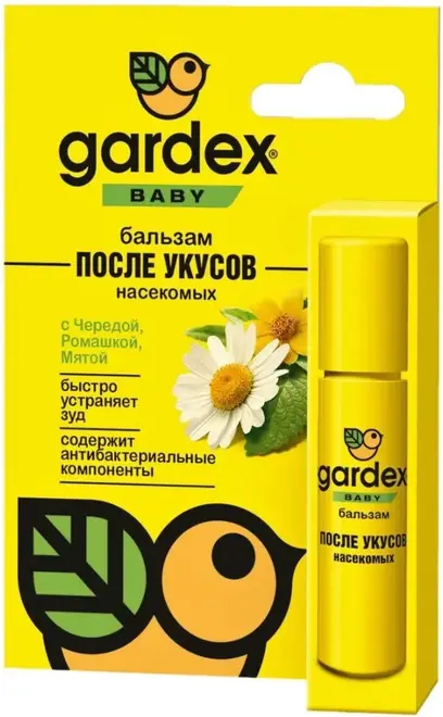 Gardex Baby с Чередой Ромашкой Мятой бальзам после укусов насекомых (7 мл)