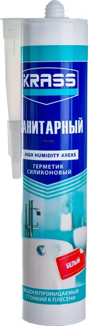 Krass Санитарный герметик водонепроницаемый стойкий к плесени (300 мл) белый Россия