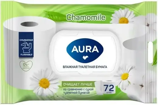 Aura Ultra Comfort бумага туалетная влажная (72 листа в пачке)