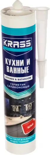 Krass Кухни и Ванные герметик для высокой влажности водостойкий (300 мл) белый Россия