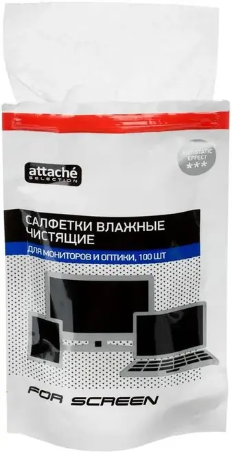 Luscan Attache Selection For Screen салфетки влажные чистящие (100 салфеток) 1 пачка дой-пак