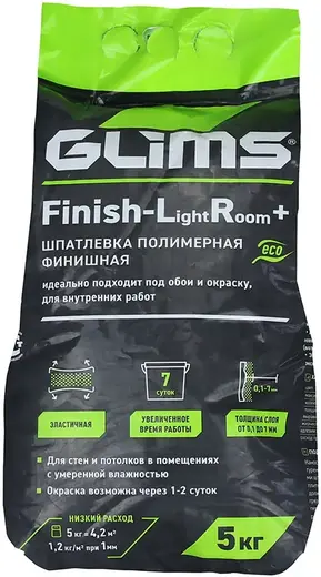 Глимс Finish-Light Room+ шпатлевка полимерная финишная (5 кг)