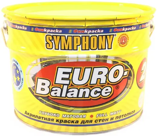 Финкраска Симфония Euro-Balance 2 акрилатная краска для стен и потолков (5 л) ослепительно-белая
