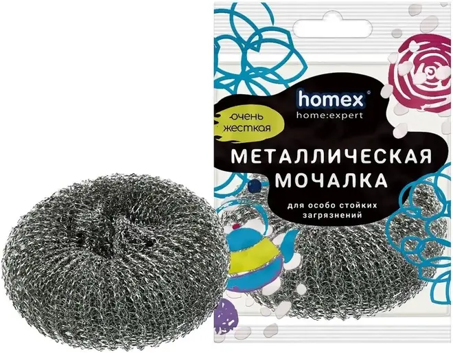 Homex Очень Жесткая мочалка металлическая для особо стойких загрязнений (1 мочалка)