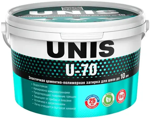 Юнис U-70 эластичная армированная затирка для швов (2 кг) С10 антрацит
