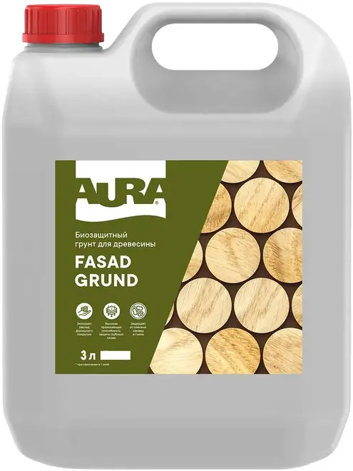 Aura Fasad Grund биозащитный грунт для древесины (3 л)