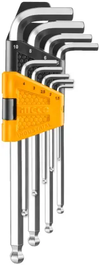 Ingco Industrial Extra Long набор шестигранников с шаром (1.5-10 мм)