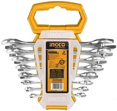 Ingco Industrial набор двусторонних рожковых ключей (6-22 мм)