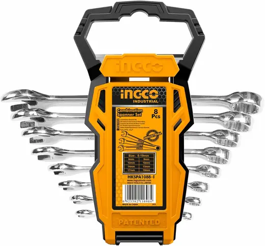 Ingco Industrial набор ключей гаечных комбинированных (6-19 мм 8 ключей)