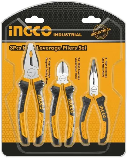 Ingco набор шарнирно-губцевого инструмента (1 плоскогубцы комбинированные * 200 мм + 1 кусачки боковые * 160 мм + 1 длинногубцы * 160 мм)