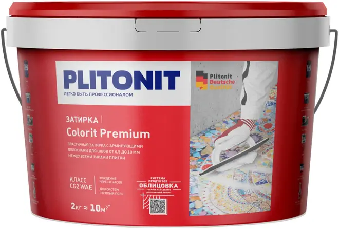 Плитонит Colorit Premium затирка эластичная с армирующими волокнами (2 кг) светло-серая