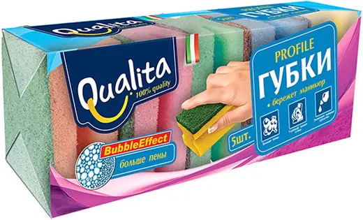 Qualita Profile губки для мытья посуды (набор 5 губок)