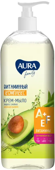 Aura Family Витаминный Комплекс Авокадо и Бамбук крем-мыло жидкое семейное (1 л)