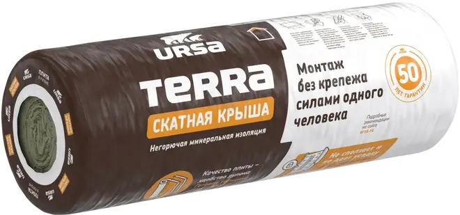 Урса Terra 35 QN Скатная Крыша негорючая минеральная изоляция (1.2*3.9 м/150 мм)