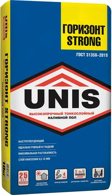 Юнис Горизонт Strong высокопрочный тонкослойный наливной пол (18 кг)