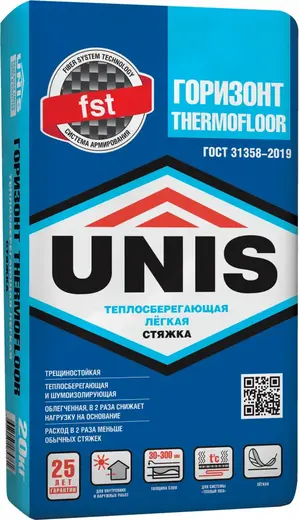 Юнис Горизонт Termofloor теплосберегающая легкая стяжка (20 кг)