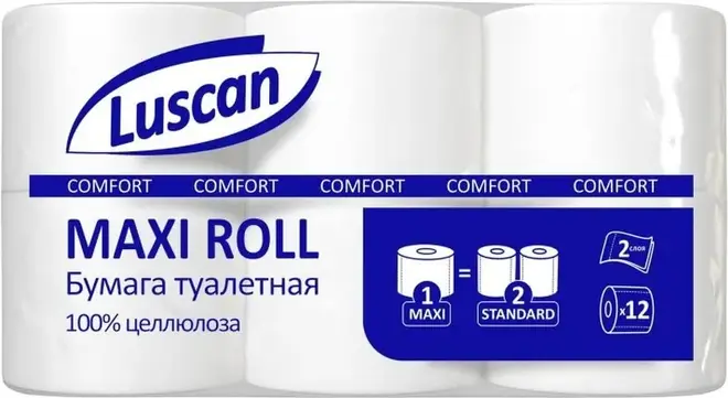 Luscan Comfort Maxi Roll бумага туалетная (12 рулонов в упаковке)