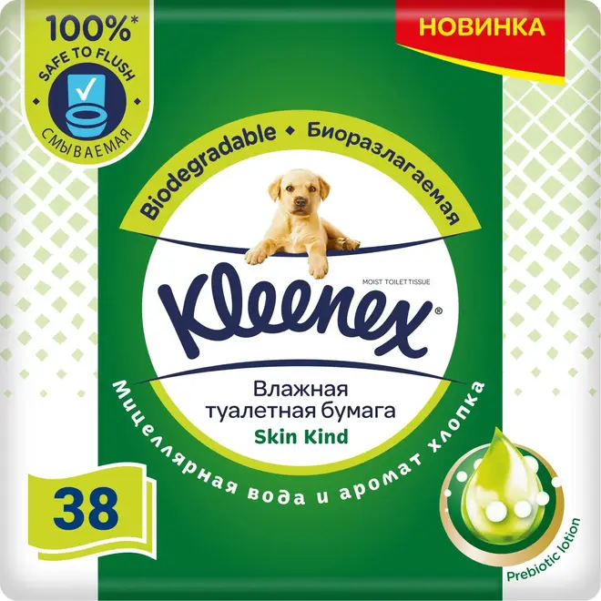 Kleenex Skin Kind бумага туалетная влажная (38 листов в пачке)