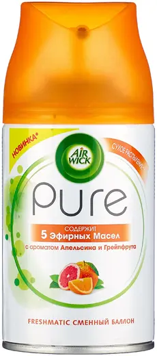 Air Wick Pure 5 Эфирных Масел Апельсин и Грейпфрут сменный баллон аэрозоль (250 мл)