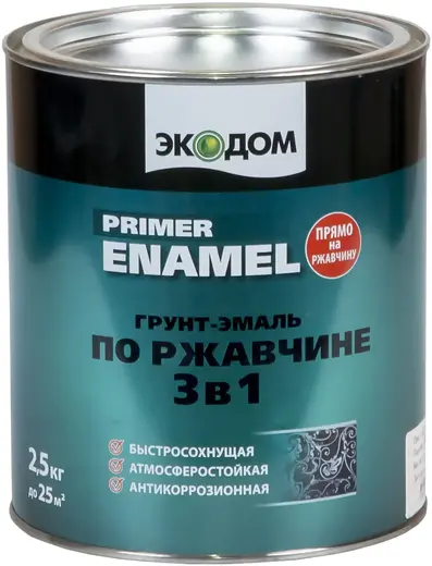 Экодом Primer Enamel грунт-эмаль по ржавчине 3 в 1 (2.2 кг) черная