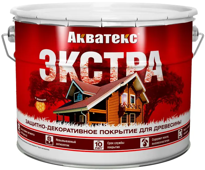 Акватекс Экстра защитно-декоративное покрытие для древесины (9 л ) дуб