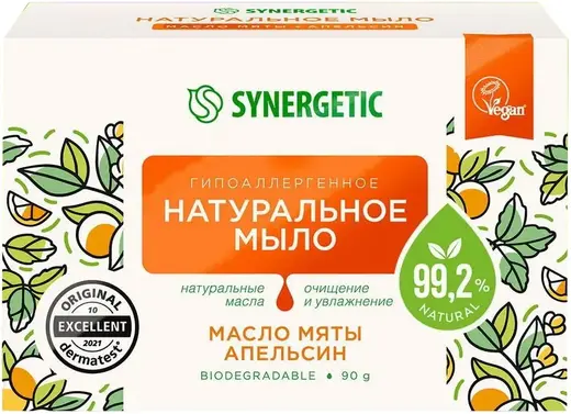Синергетик Масло Мяты и Апельсин мыло гипоаллергенное натуральное (90 г)