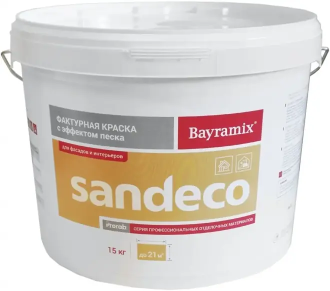 Bayramix Sandeco фактурная краска с эффектом песка (15 кг) белая SD 001