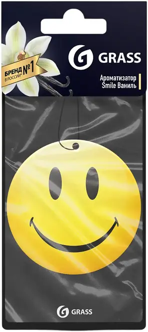 Grass Смайл ароматизатор воздуха автомобильный (картонный 5 г) ваниль