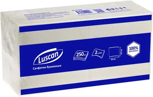 Luscan салфетки бумажные двухслойные (250 салфеток в пачке)
