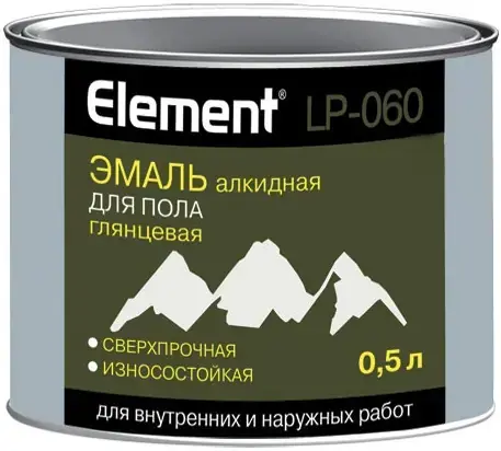 Alpa Element LP-060 эмаль алкидная для пола глянцевая сверхпрочная износостойкая (500 мл) серая