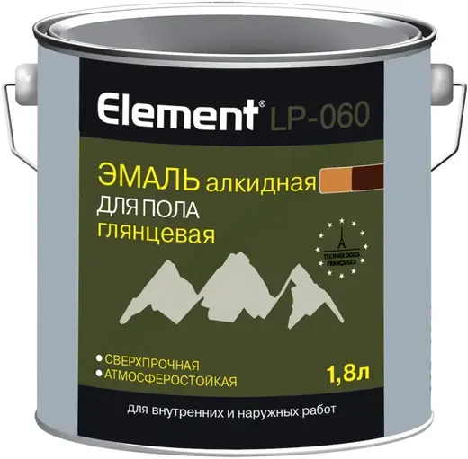 Alpa Element LP-060 эмаль алкидная для пола глянцевая сверхпрочная износостойкая (1.8 л) серая
