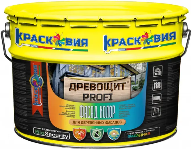 Красковия Древощит Profi Фасад Колор грунт-краска для деревянных фасадов (8 кг) бесцветная