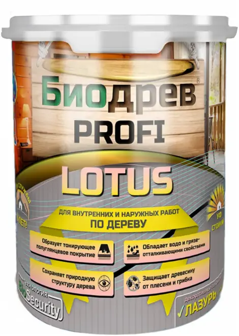 Красковия Биодрев Profi Lotus декоративная лазурь по дереву (1 кг) дуб полуглянцевая